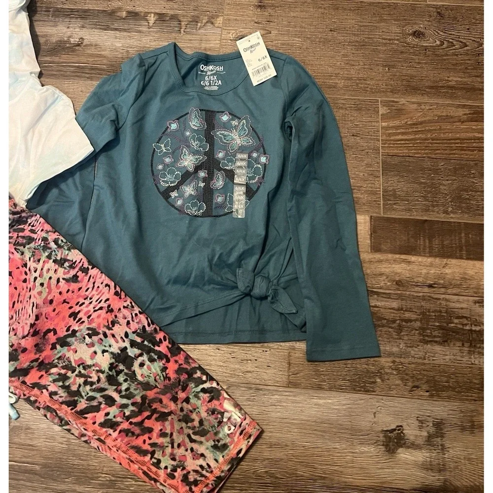 Girls Lot OshKosh Hooded Tunic Tops Adidas Pants Size 6 6X 7 New